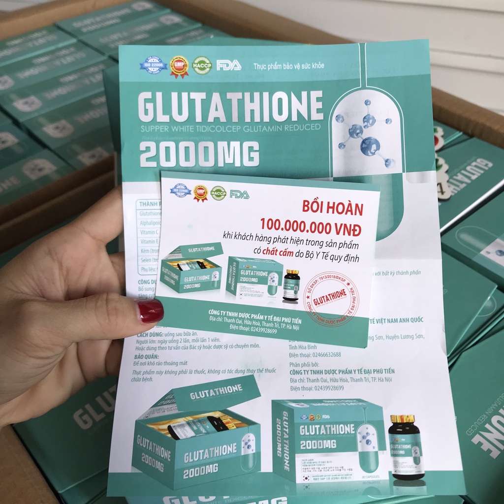 🍭 Viên Uống Trắng Da Collagen GLUTATHIONE 2000mg Hàng Chính Hãng