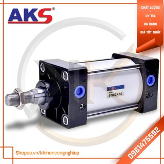 Xi lanh khí nén đế vuông aks sc80 x 25,50,75,100,125,150,175,200,250,300,350,400,450,500