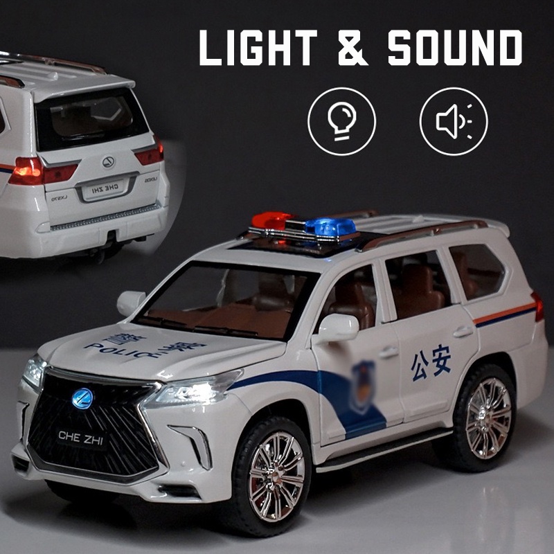 Mô Hình Xe Cảnh Sát Lexus LX570 Bằng Hợp Kim Có Đèn Và Âm Thanh Tỉ Lệ 1: 24