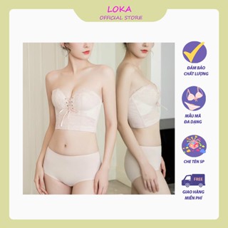 Áo ngực không dây, áo cúp ngực định hình rút dây tạo khe, đệm bàn tay nâng ngực