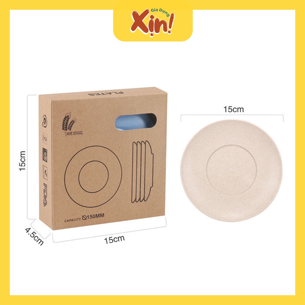 Bộ 4 đĩa lúa mạch cao cấp, đĩa lúa mạch kháng khuẩn an toàn, thân thiện với môi trường