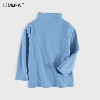 Áo thun LJMOFA dài tay cổ cao màu sắc đơn giản cho bé 2-8 tuổi D176