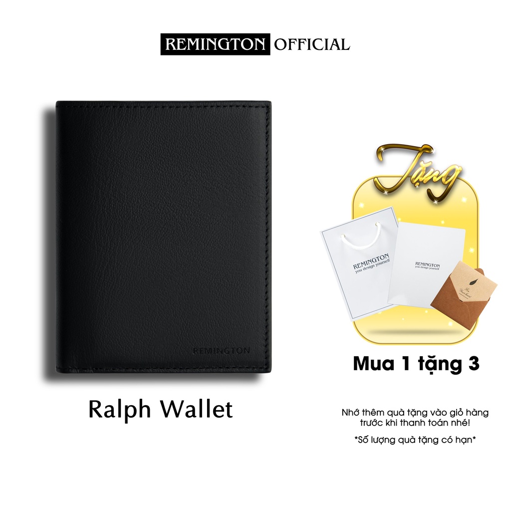 Ví nam đứng cao cấp Ralph Wallet mang phong cách tối giản chất liệu da bò Crossgrain nhập khẩu thưởng hiệu Remington