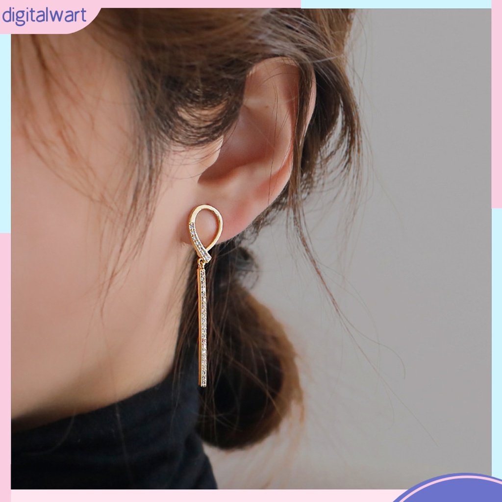 1 Đôi Bông Tai Dáng Dài Đính Đá Lấp Lánh Thời Trang Cho Nữ