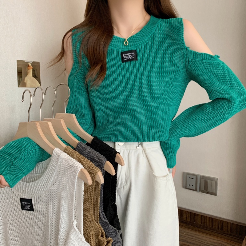 Áo Dệt Kim Cổ Thuyền Rộng Lệch Vai Mới