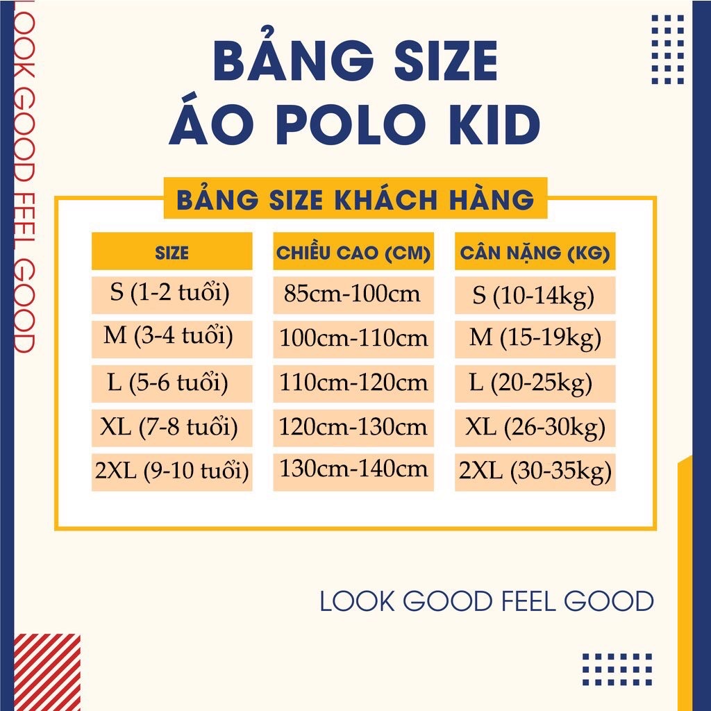 Áo Polo trơn cho bé trai có cổ vải cotton co giãn siêu đẹp - size từ 10-35kg