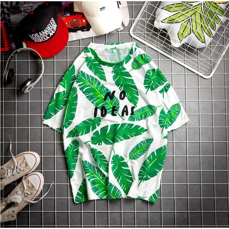 ORDER (có ảnh thật) áo phông unisex tay lỡ dáng rộng hình chiếc lá xanh phong cách ulzzang