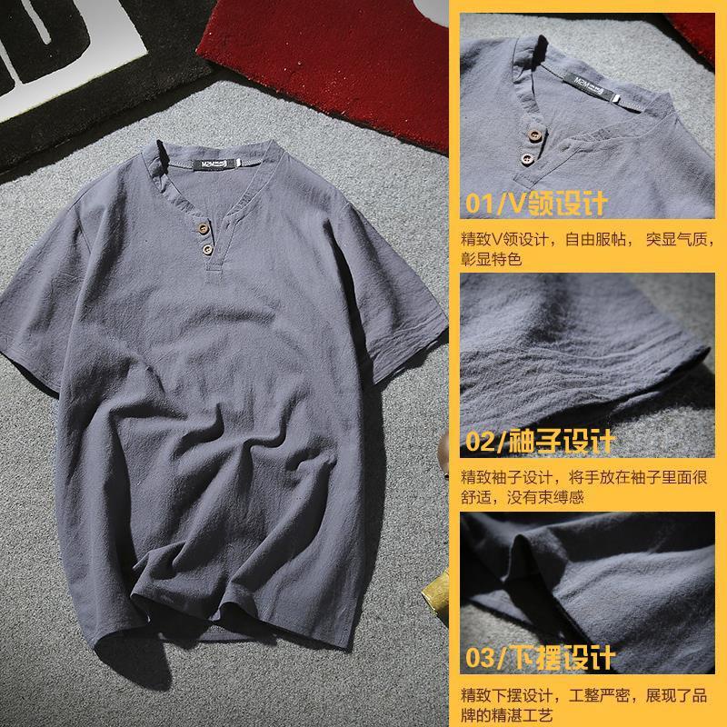 Áo Thun Cotton Linen Mỏng Tay Ngắn Cổ Tròn Giả Hai Mảnh Thời Trang Mùa Hè Kiểu Mới Dành Cho Nam M-5xl 2023