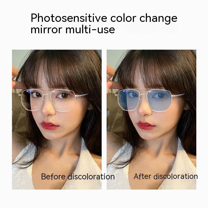 Kính Mát Gọng Lớn Hai Chùm Siêu Nhẹ Thay Đổi Màu Sắc Theo Phong Cách retro Cho Nam