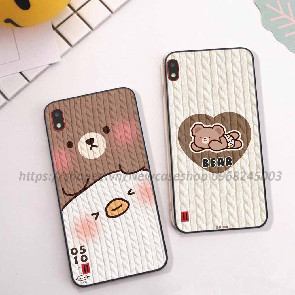 Ốp lưng Samsung A10 / M10 in hình họa tiết len Bear Cute
