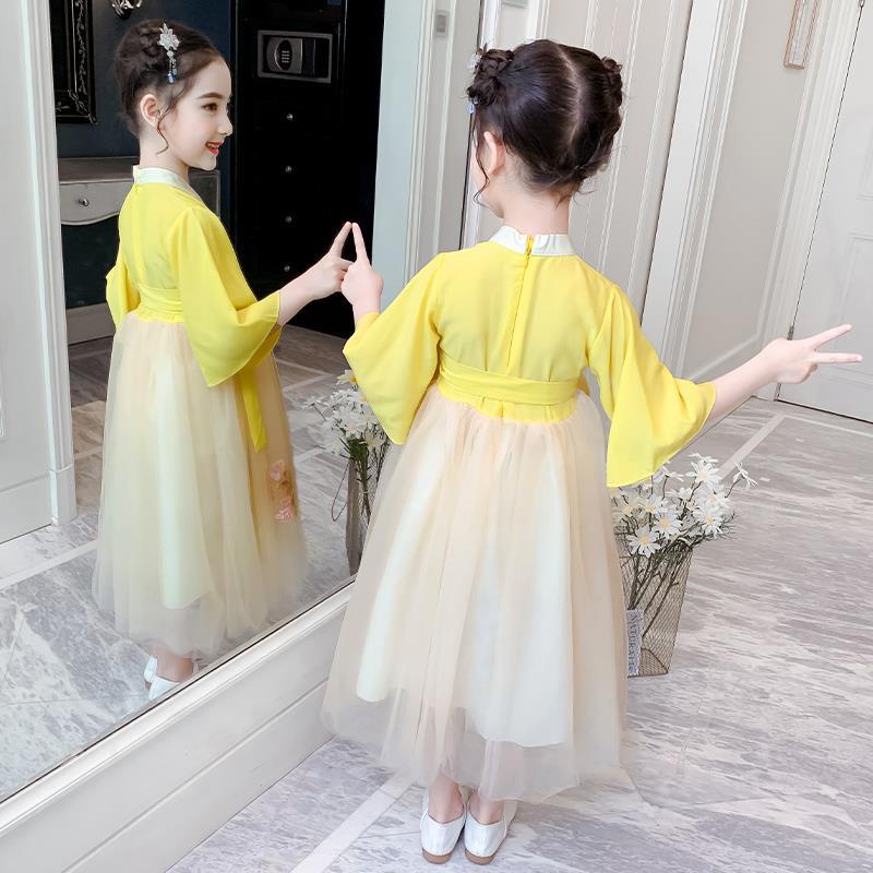 Cô Gái Hanfu mùa hè trẻ em trang phục phong cách Trung Quốc tang siêu Đầm bé gái 12 tuổi rung Váy Mùa Hè