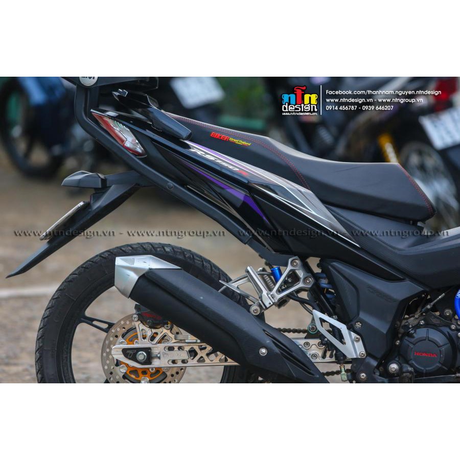 Tem rời Winner V1 mẫu RS 150 tím dán xe đen - mẫu mới 2023