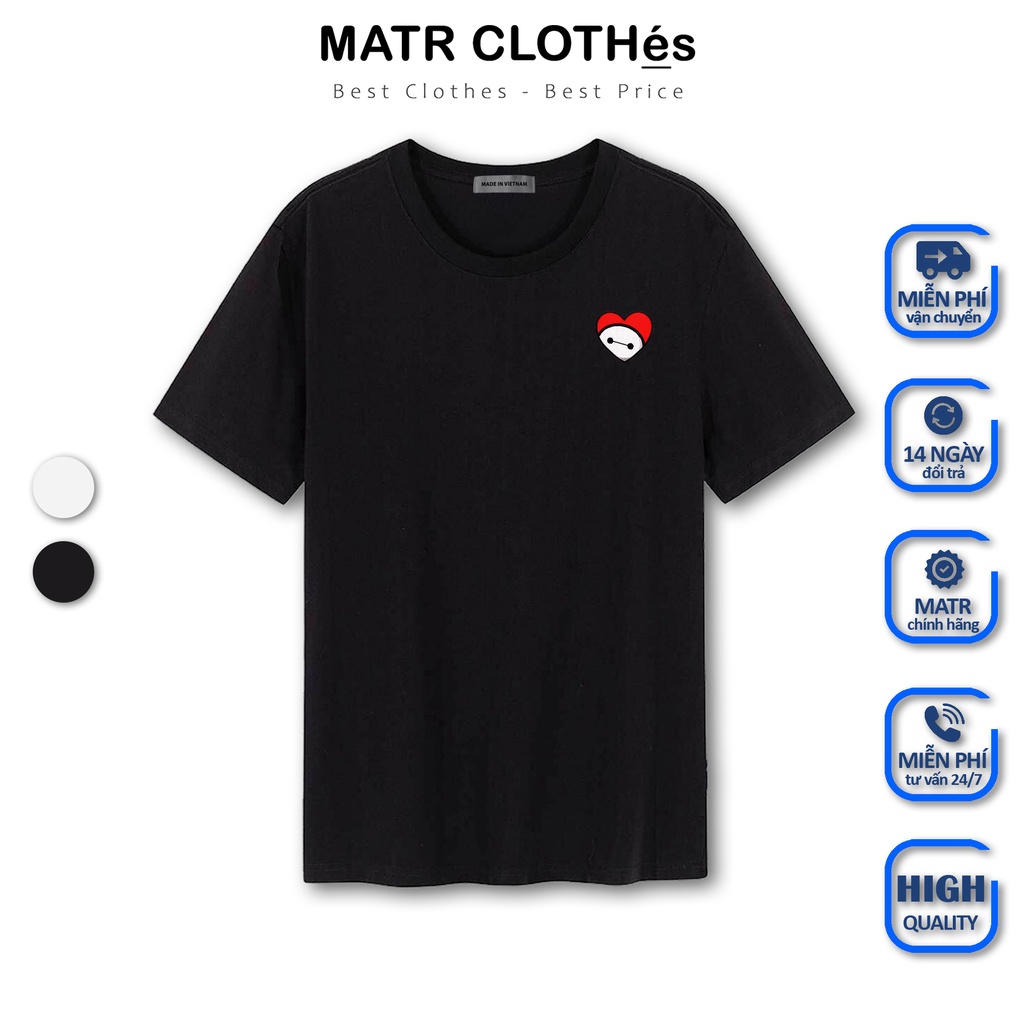 Áo thun nam nữ in hình Love Baymax tay ngắn form rộng Unisex