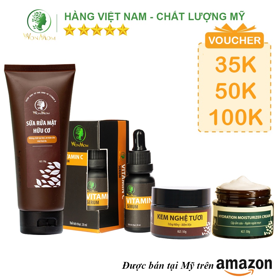 [ Giảm 50K - Đơn 459K ] Bộ dưỡng trắng da mặt chuyên sâu ngày và đêm Wonmom