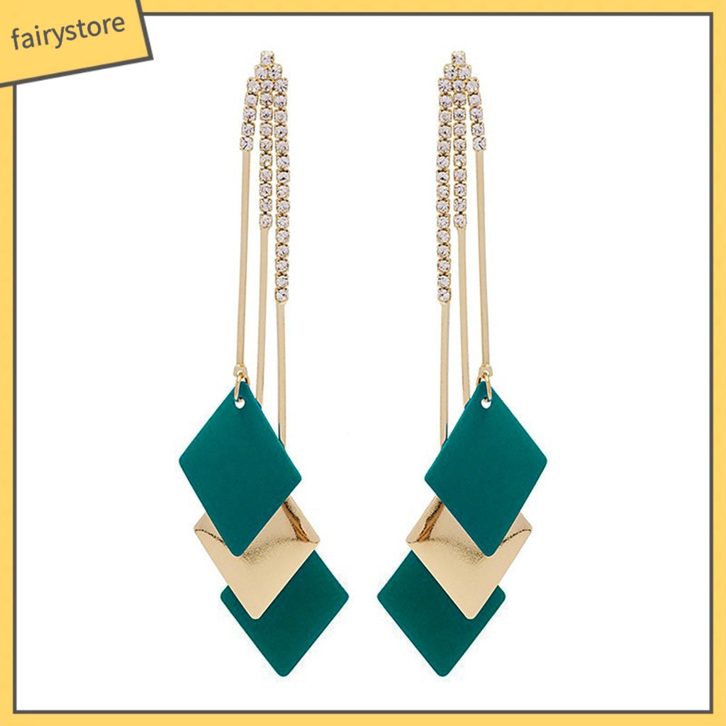 1 Đôi Bông Tai Tua Rua Đính Đá Màu Sắc Tương Phản Phong Cách Bohemian