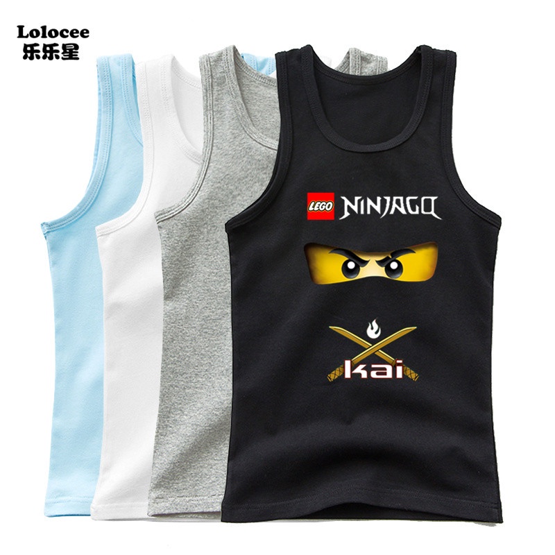 Áo Thun Cotton Sát Nách In Hình LEGO Ninjago Thời Trang Mùa Hè Cho Bé Trai