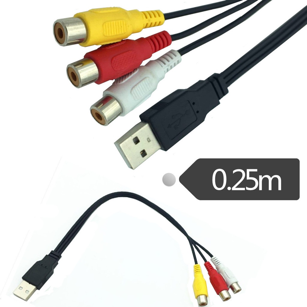 Dây Cáp Chuyển Đổi Âm Thanh / Video Từ USB Sang 3rca AV 3rca USB A Male Sang Ba Female Lõi Đồng