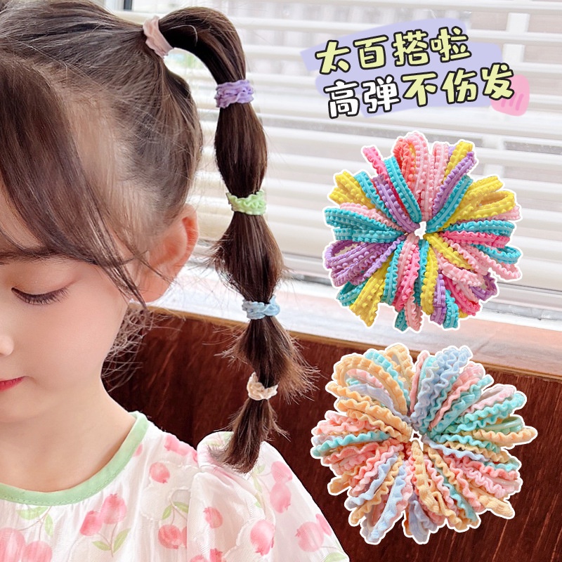 Set 50 Dây Buộc Tóc Cao Su Co Giãn Nhiều Màu Sắc Dễ Thương Cho Bé Gái