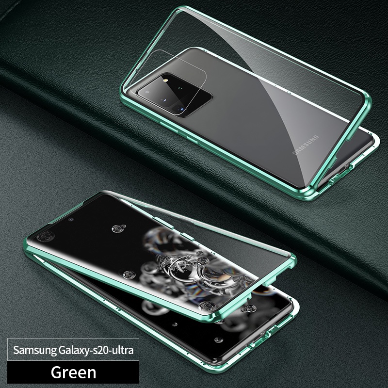 Linh Kiện Điện Tử Samung S23 Ultra 360 Độ 360 Độ Tiện Dụng° Ốp Điện Thoại Kính Cường Lực Hai Mặt Nắp Lật Khung Hít Nam Châm Cho Samsung S22 S21 S20 Ultra