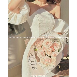 ĐẦM GẤM TRỄ VAI HAI MÀU