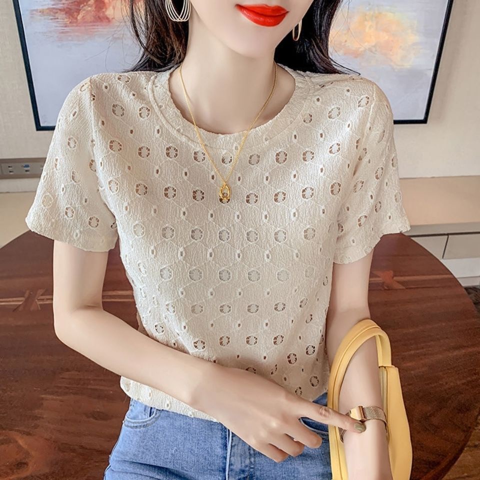 Áo Thun Nữ Ngắn Tay Cổ Tròn Thời Trang Hàn
