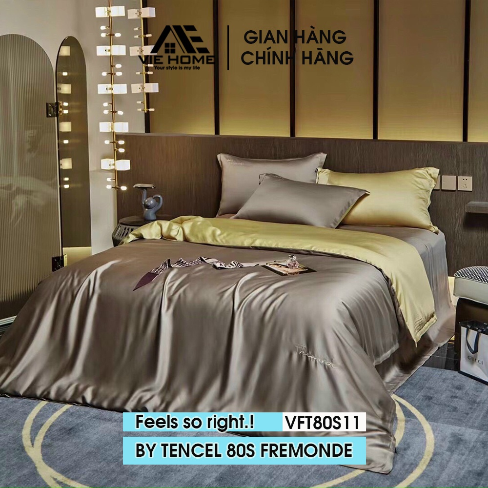 Bộ chăn ga gối Lụa Tencel 80S FREEMONDE nhập khẩu  VIE HOME - Bedding cao cấp full hộp sang trọng M6/M8