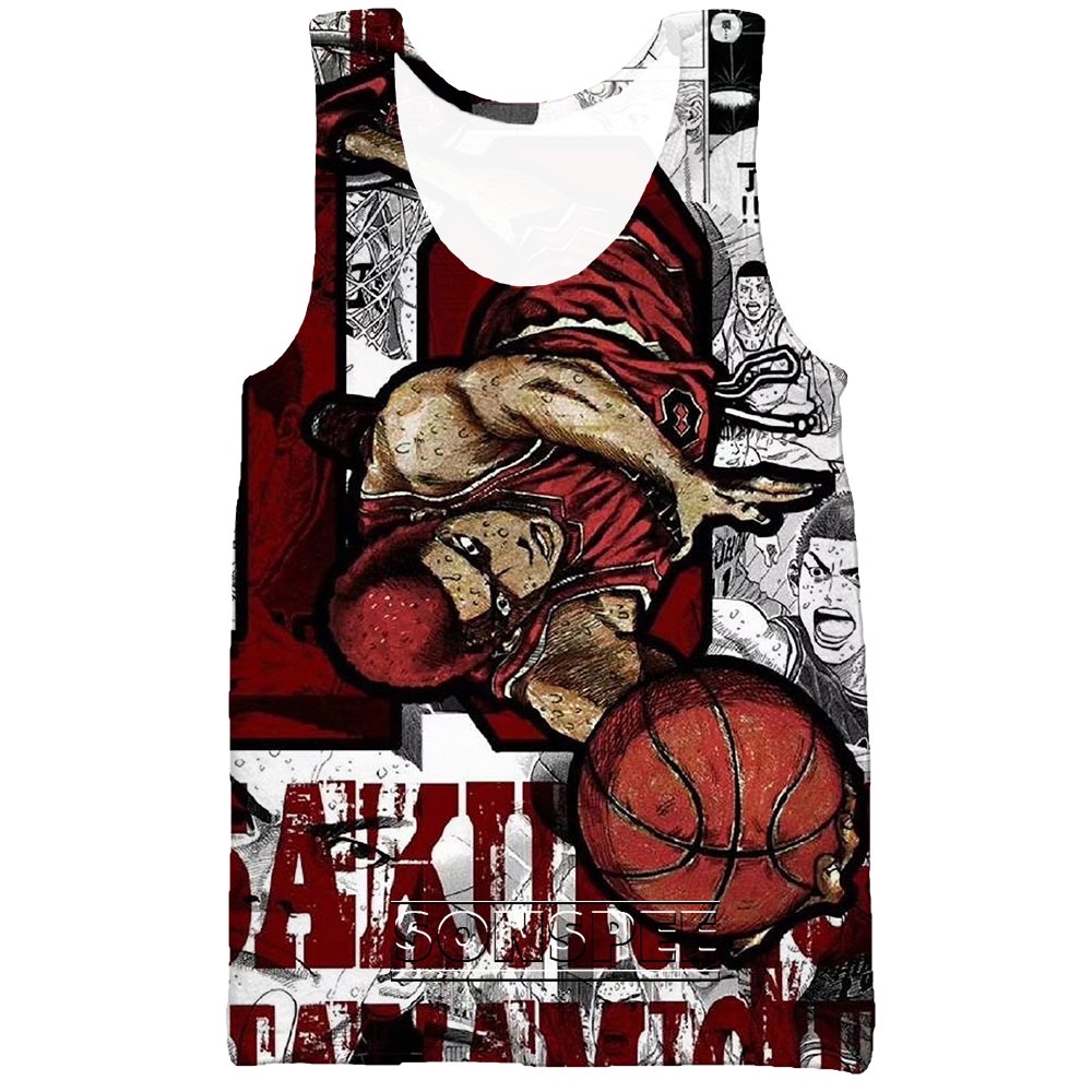 Áo Ba Lỗ Thể Thao In 3D Phong Cách Anime Slam Dunk Cho Nam