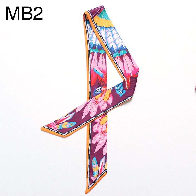 Khăn Quàng Cổ / Băng Đô Vải Lụa Satin In Họa Tiết Lông Vũ Kích Thước 100 * 5cm Thời Trang Cho Nữ