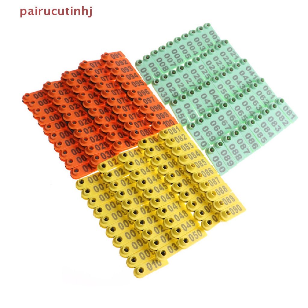 Set 100 Thẻ Đánh Dấu Số Đánh Dấu Số Bằng Nhựa Gắn Tai Gia Súc / Heo / Cừu / Bò Sá