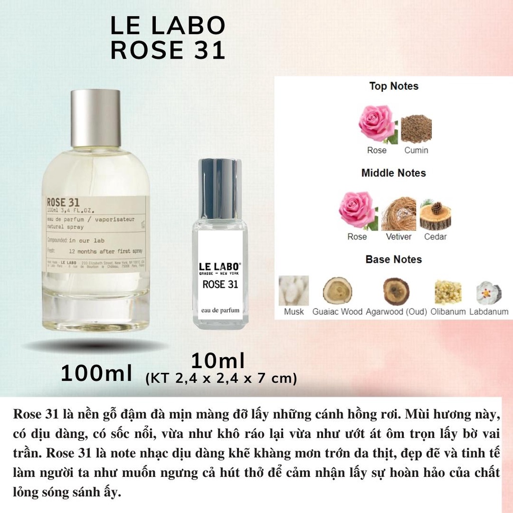 Nước hoa chính hãng cao cấp - Le Labo Rose 31