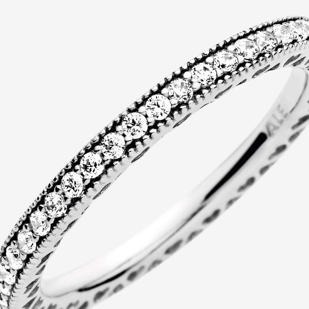 Nhẫn Pandora Sparkle & Hearts Sliver Ring 8051SV - Nhẫn nữ Pandora Hàng Fullbox Bạc S925 ALE