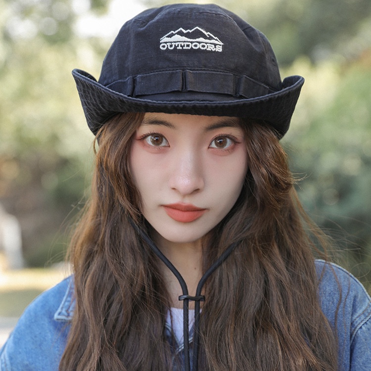 Nón Tai Bèo Dây Rút Chất Liệu Cotton In Chữ Phong Cách Vintage Dành Cho Cả Nam Và Nữ