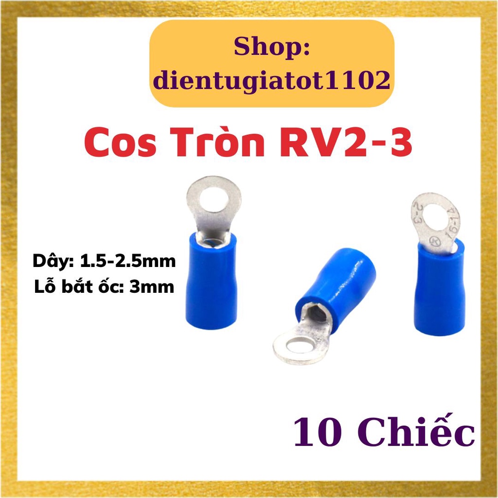 10 Đầu cos tròn rv1.25-4, RV1.25-4, đầu cos dây điện, đầu cos xe máy