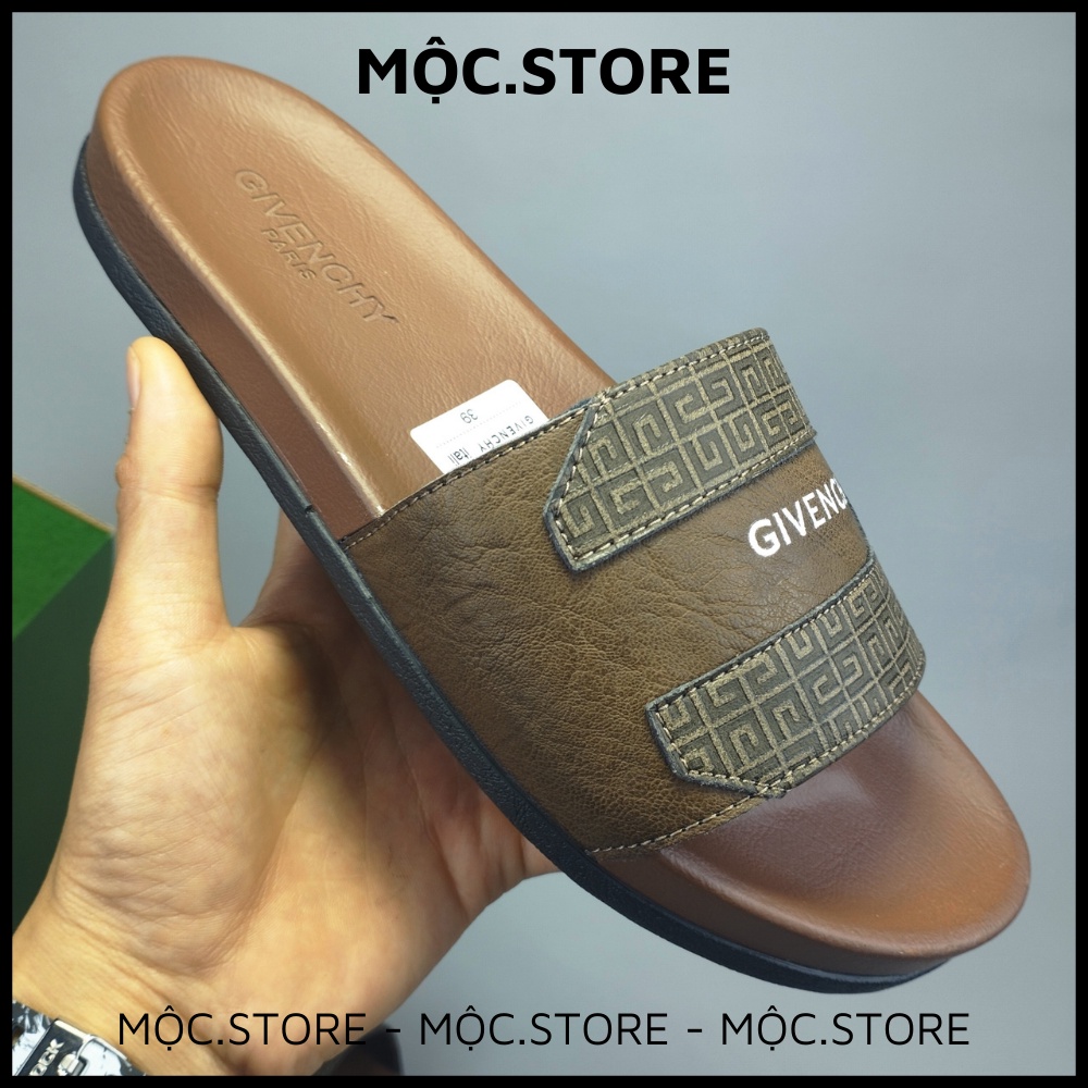 Dép Da Nam Gyvenchy , Dép Da Bò Nam, Dép Nam Quai Ngang , Dép Da Khắc Hoa Văn LazerĐế Cao Su Sang Trọng Êm Ái có BH