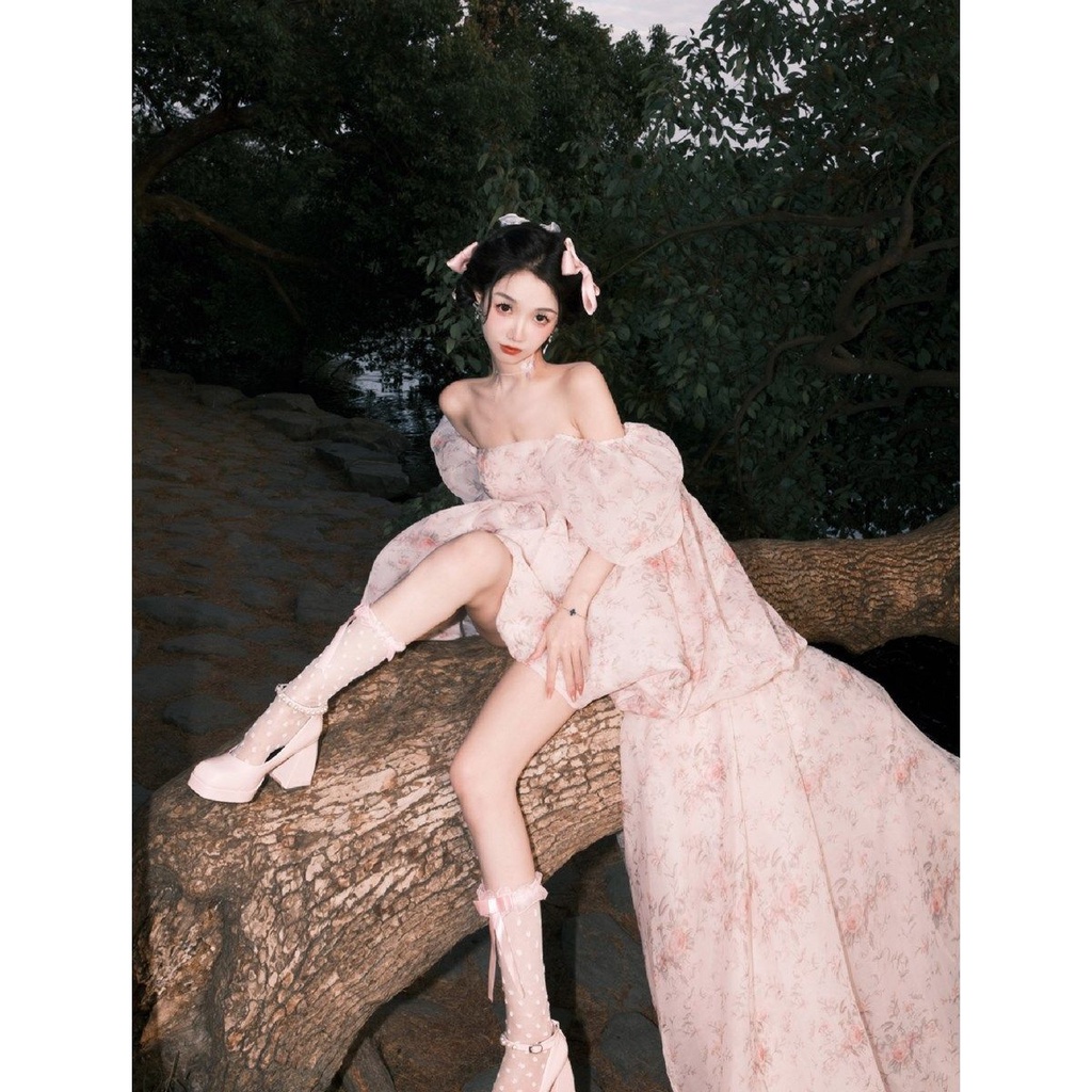 Váy công chúa Đầm Công Chúa Tay Phồng Cổ Vuông Thời Trang Mùa Hè Xinh Xắn Cho Nữ