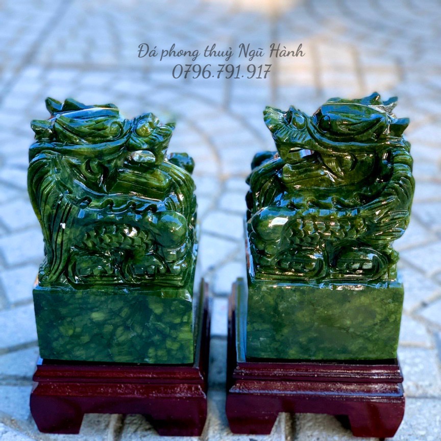 Ấn Rồng Phong Thủy đá ngọc Serpentine - Cao 12cm & 15cm