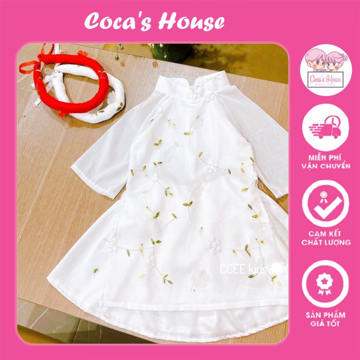Áo Dài Cách Tân Họa Tiết Thêu Mềm Mại Bồng Bềnh. Ren Ánh Sang Sịn, Họa Tiết Thêu Tỉ Mỉ