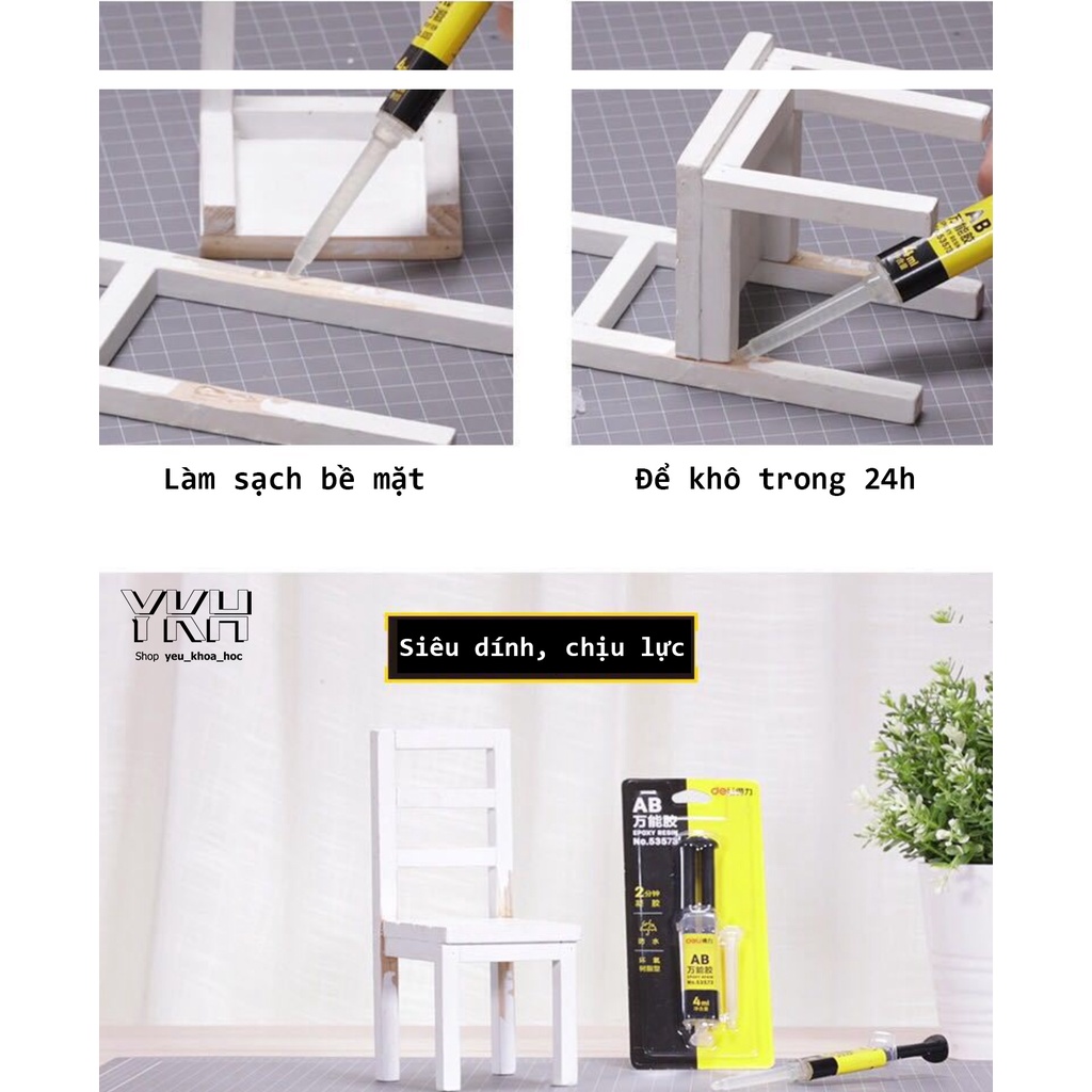 Keo siêu dính chịu lực, 2 thành phần. Deli Epoxy Resin.