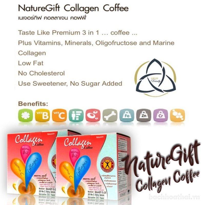 Cà phê giảm cân giữ dáng đẹp da NatureGift Collagen Coffee Thái Lan