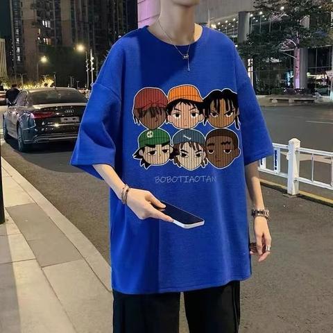 Áo Thun Tay Ngắn Dáng Rộng In Họa Tiết Waffle Phong Cách Hip hop Hàn Quốc Thời Trang Mùa Hè Mới Cho Nam