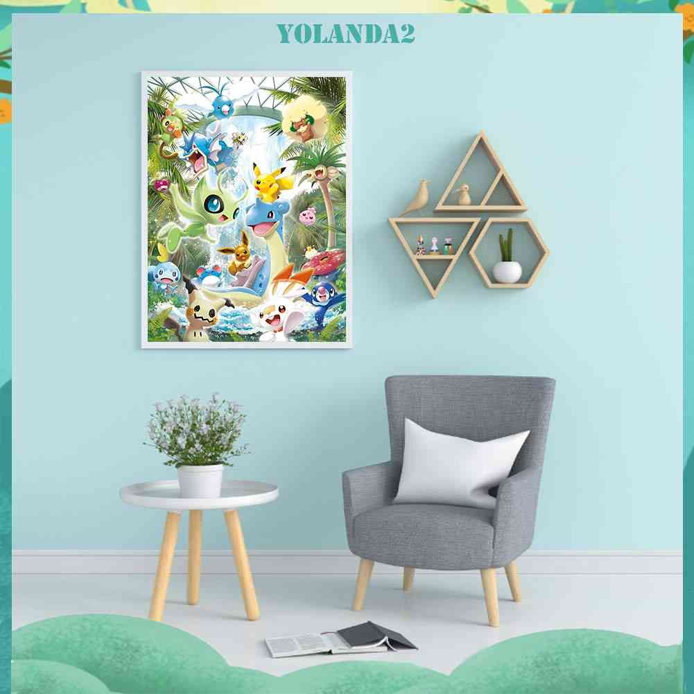 Tranh Đính Đá Kim Cương Toàn Bộ 5D DIY Hình Pokemon