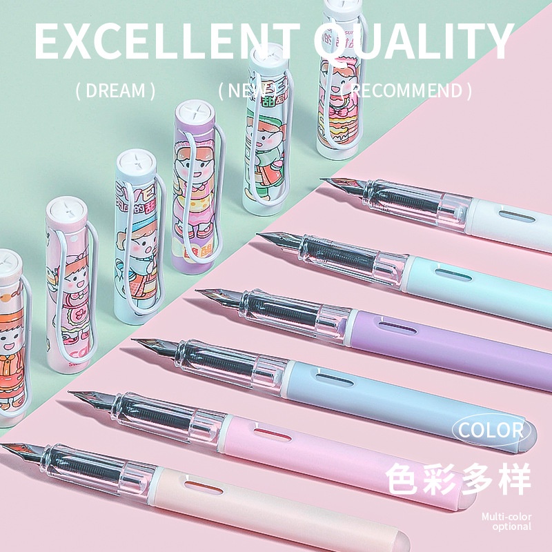 Set 2 Bút Xóa Được Nhiệt + Túi Mực Thay Thế Hình Nhân Vật Dễ Thương Sáng Tạo