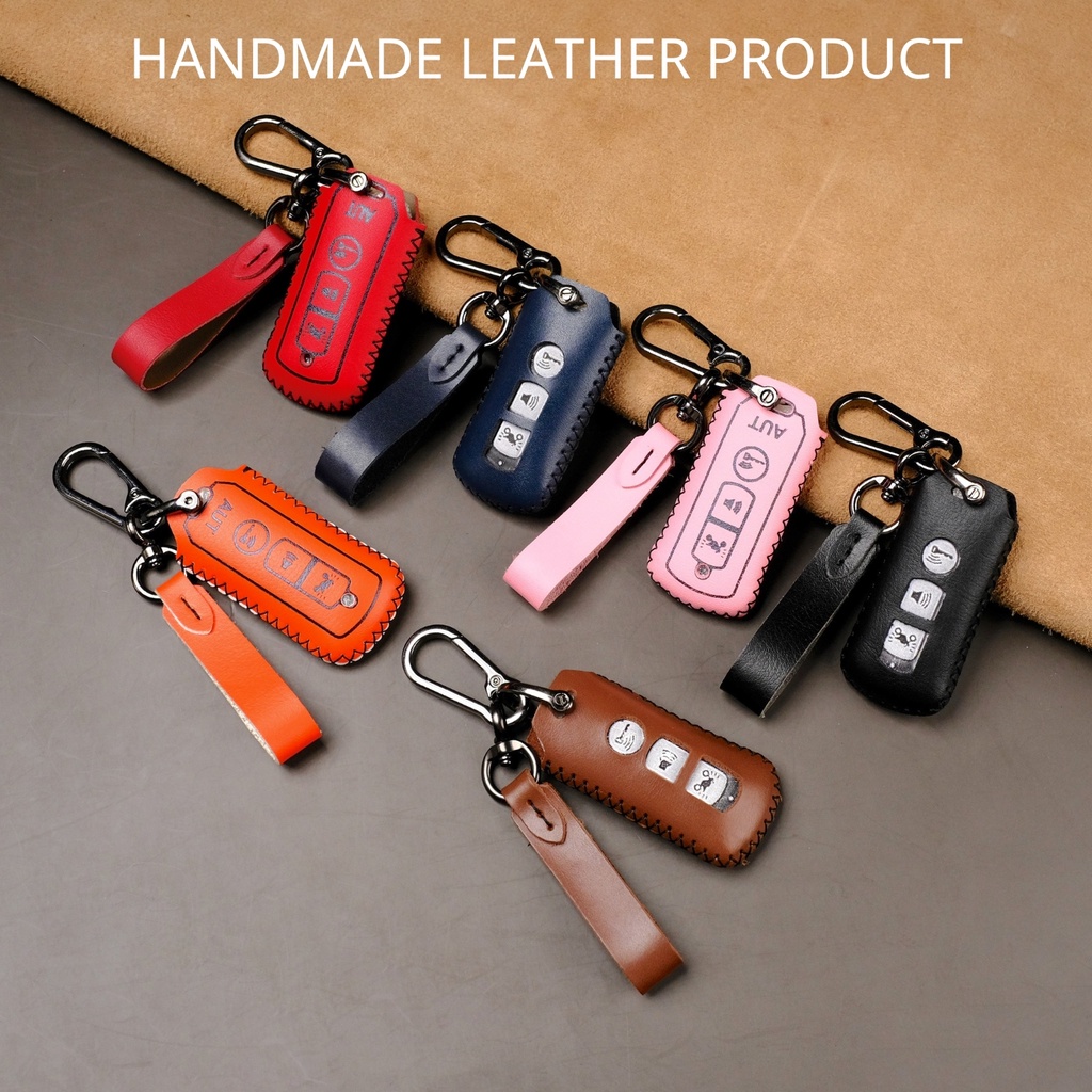 Bao da bọc chìa khóa smartkey xe máy Honda SH SH Mode Sh 300i PCX ADV 150 3 nút bấm khâu tay móc đen SH