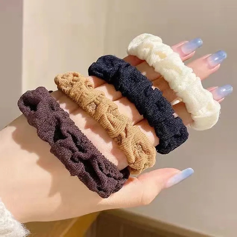 Dây Cột Tóc Cao Su Co Giãn Dày Dặn Thiết Kế Đơn Giản Thanh Lịch Cho Nữ Giá Đỡ