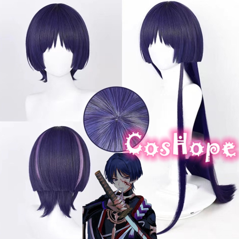 Genshin Tác Động Scaramouche Cosplay Tóc Giả Xanh Tím Đen Tóc Giả Cosplay Anime Cosplay Tóc Giả