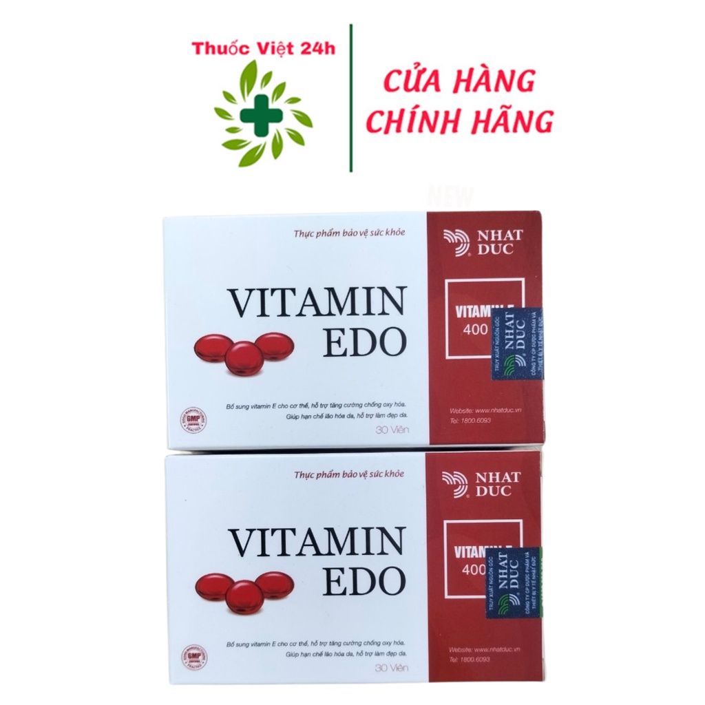 Viên Uống Vitamin EDO - Hỗ Trợ Bổ Sung Vitamin E Hạn Chế Lão Hóa Da - Hộp 30 Viên - ThuocViet24h