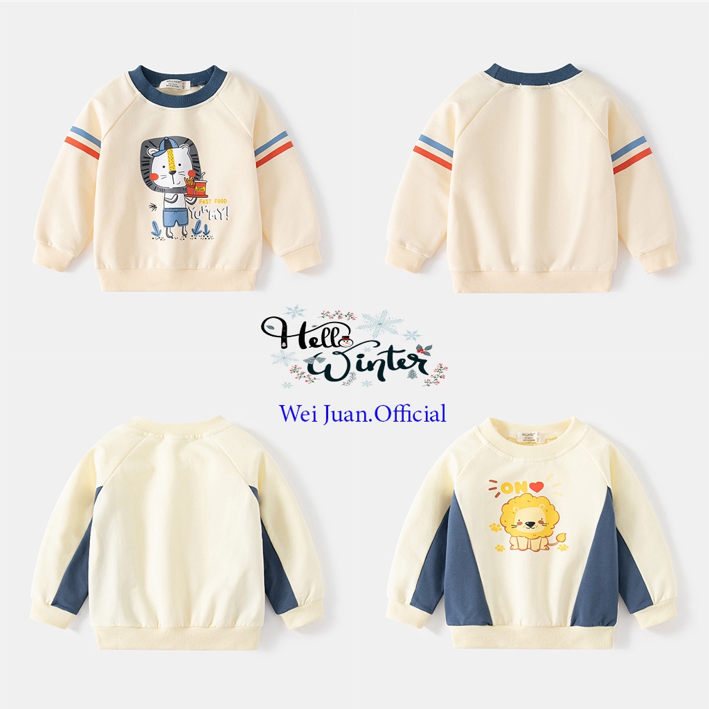 Áo nỉ cho bé WELLKIDS áo dài tay chất da cá họa tiết đáng yêu hàng xuất Âu