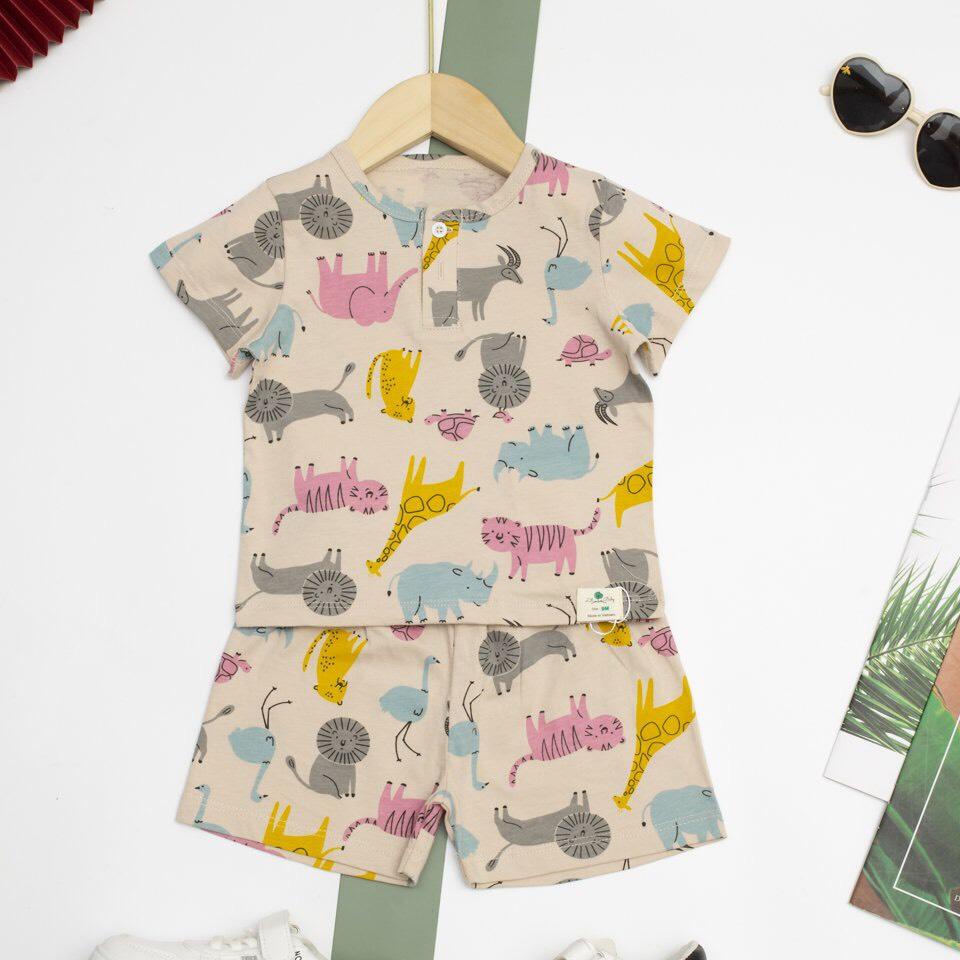 Bộ cotton sơ sinh 2 cúc ngắn tay LITIBABY cho bé từ 9 tháng đến 36 tháng