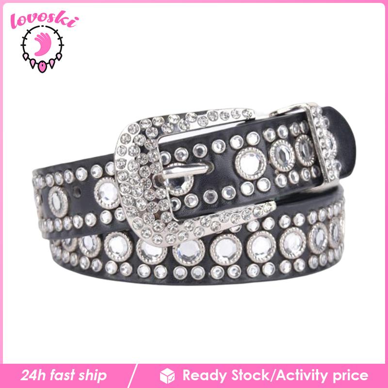 Thắt Lưng Da PU Đính Đá Pha Lê Thời Trang Cho Nữ