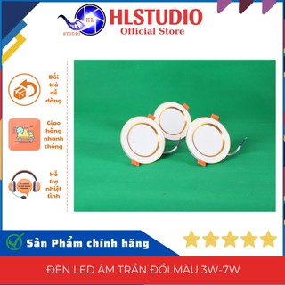 Đèn Led âm trần đổi màu 3w - 7w HL Studio, vỏ PC, nhôm, đế đúc viền vàng và viền bạc, bảo hành 12 tháng